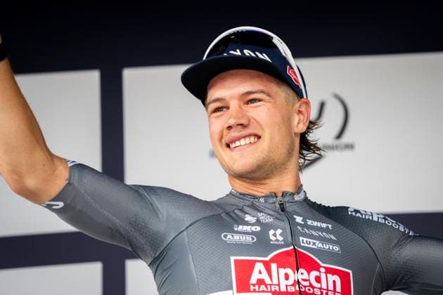 Cycling World Tour Race Copenhagen Sprint Sprint Sprint winner Jensen Plowright on the podium after the men s World Tour race Copenhagen from Roskilde to Copenhagen on Sunday, June 22, 2025 Photo Ida Marie Odgaard Ritzau Scanpix , Copenhagen Denmark  Copyright: RitzauxScanpix IdaxMariexOdgaardx spdk20250622-175330-L