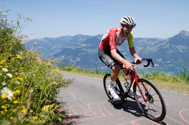 TDS 8 stage Jonas Rutsch GER Team Intermarche Wanty 22 06 2025 Emmetten, SWITZERLAND, Men Tour de Suisse 8 stage Beckenried Stockhuette Jonas Rutsch GER Team Intermarche Wanty on the climb to Stockhuette