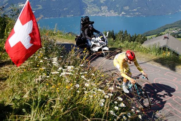TDS 8 stage Kevin Vauquelin FRA Team Arkea B B Hotels 22 06 2025 Emmetten, SWITZERLAND, Men Tour de Suisse 8 stage Beckenried Stockhuette Kevin Vauquelin FRA Team Arkea B B Hotels on the climb to Stockhuette