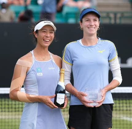 22nd June 2025; Lexus Nottingham Tennis Centre, Nottingham, England; Lexus Nottingham Open, Day 7; womens doubles runners up Ena Shibahara and Anna Danilina, Beatriz Haddad Maia and Laura Siegemund won 6-3 6-2 womens double final  ActionPlus12804376 PaulxBonser