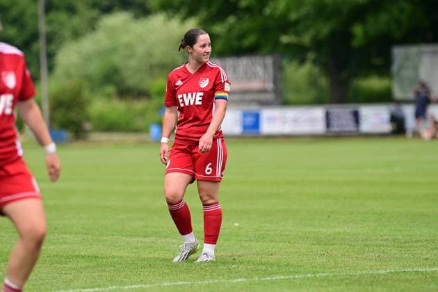 Soccer I Women I Season 2024 2025 I Final match for Regionalliga Nord I SpVg Aurich SSC Hagen Ahrensburg I 22 06 2025 Close-up, single photo, cropped photo, portrait, portrait, single photo, single photo, body Sina Brühl 6, SpVg Aurich Worpswede Eiche A Platz Niedersachsen Germany Copyright: xLobeca WolfxGebhardtx