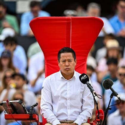 22nd June 2025; HSBC Championships, Queens Club, West Kensington, London, England: HSBC Mens Championships Queens Club, Day 7; The umpire for the final James Keothavong  ActionPlus12804506 GodfreyxPitt