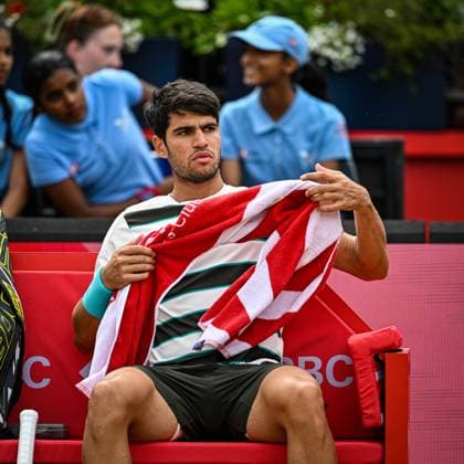 22nd June 2025; HSBC Championships, Queens Club, West Kensington, London, England: HSBC Mens Championships Queens Club, Day 7; Carlos Alcaraz (ESP) in the final against Jiri Lehecka (CZE)  ActionPlus12804511 GodfreyxPitt