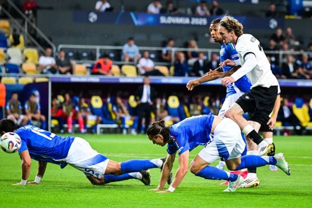DUNAJSKA STREDA - Shot by Nick Woltemade of Germany U21, U 21 at the DAC Arena during the quarterfinal European Championship, EM, Europameisterschaft under-21 game between Germany and Italy. ANP Hollandse Hoogte SOC 2025 xVIxANPxSportx xGerritxvanxKeulenxIVx 530320278 originalFilename: 530320278.jpg