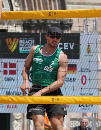 Volleyball World Beach Tour Futures Messina Mollgaard and Houmann (DEN) play against Hopt and Pfretzschner (GER) in the final for third place in the men s tournament at the Volleyball World Beach Pro Tour Futures in Messina, Italy, on June 22, 2025. Messina Italy  Copyright: xGabrielexMaricchiolox originalFilename:maricchiolo-volleyba250622_npltS.jpg