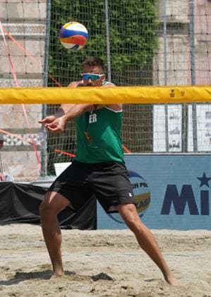 Volleyball World Beach Tour Futures Messina Mollgaard and Houmann (DEN) play against Hopt and Pfretzschner (GER) in the final for third place in the men s tournament at the Volleyball World Beach Pro Tour Futures in Messina, Italy, on June 22, 2025. Messina Italy  Copyright: xGabrielexMaricchiolox originalFilename:maricchiolo-volleyba250622_npVAp.jpg