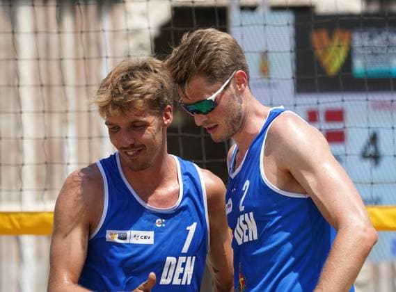 Volleyball World Beach Tour Futures Messina Mollgaard and Houmann (DEN) play against Hopt and Pfretzschner (GER) in the final for third place in the men s tournament at the Volleyball World Beach Pro Tour Futures in Messina, Italy, on June 22, 2025. Messina Italy  Copyright: xGabrielexMaricchiolox originalFilename:maricchiolo-volleyba250622_npmYg.jpg