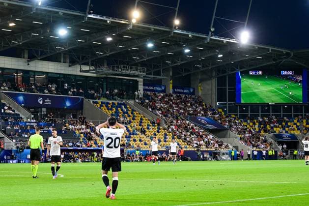 DUNAJSKA STREDA - Paul Nebel of Germany U21, U 21 at the DAC Arena during the quarterfinal European Championship, EM, Europameisterschaft under-21 game between Germany and Italy. ANP Hollandse Hoogte SOC 2025 xVIxANPxSportx xGerritxvanxKeulenxIVx 530321054 originalFilename: 530321054.jpg