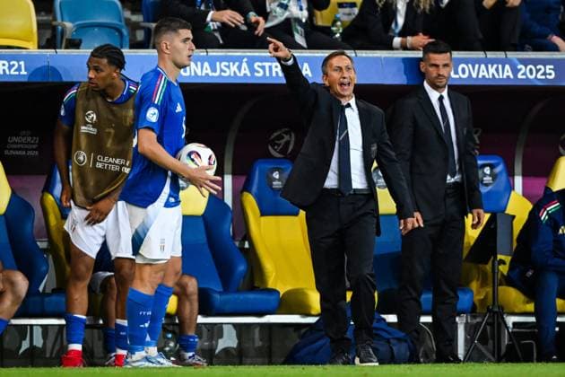 DUNAJSKA STREDA - Italy U21, U 21 coach Carmine Nunziata at the DAC Arena during the quarterfinal European Under-21 Championship game between Germany and Italy. ANP Hollandse Hoogte SOC 2025 xVIxANPxSportx xGerritxvanxKeulenxIVx 530324663 originalFilename: 530324663.jpg