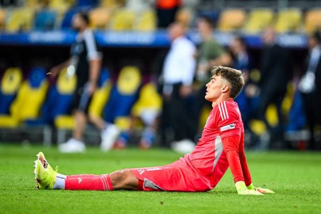 DUNAJSKA STREDA - Cesare Casadei of Italy U21, U 21 balks afterward at the DAC Arena during the quarterfinal European Championship, EM, Europameisterschaft under-21 game between Germany and Italy. ANP Hollandse Hoogte SOC 2025 xVIxANPxSportx xGerritxvanxKeulenxIVx 530325751 originalFilename: 530325751.jpg