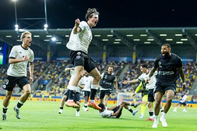 UEFA U21 European Championship, quarter-final Germany Italy 22 06 2025 Merlin Röhl Germany, 8 celebrates after scoring the winning goal to make it 3 2 during the UEFA U21 European Championship quarter-final match Germany Italy, on 22 06 2025, DAC Arena, Dunajska Streda, Slovakia Copyright: xBEAUTIFULxSPORTS Meuselx