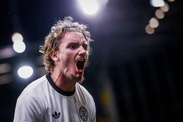 GERMANY U21, U 21 - ITALY U21 Nick Woltemade of Germany celebrates a goal during the UEFA European Under-21 Championship 2025 Quarterfinal football match between Germany U21 and Italy U21. Stadium DAC Arena (MOL Arena), Dunajska Streda, Slovakia, June 22, 2025. Photo by Branislav Racko Copyright: xx _BRR3179