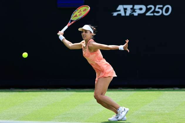 23rd June 2025; Devonshire Park, Eastbourne, East Sussex, England; Lexus International Eastbourne, Day 1; Viktoriya Tomova (BUL) plays a forehand shot against Anastasia Pavlyuchenkova  ActionPlus12804655 HongboxChen