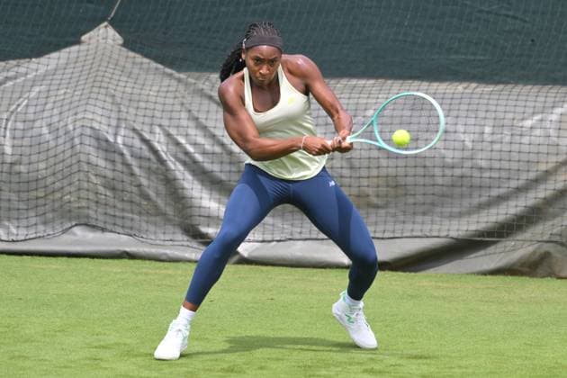 Wimbledon Tennis Championships - Practice Day LONDON, UNITED KINGDOM - June 23: American tennis player Coco Gauff plays on the grass practice courts ahead of the Wimbledon tennis championships held at the All England, All England Lawn Tennis and Croquet Club in London, United Kingdom on June 23, 2025. Ray Tang Anadolu London United Kingdom. Editorial use only. Please get in touch for any other usage.  Copyright: x2025xAnadoluxRayxTangx