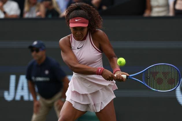 Bad Homburg on 23 06 2025 Tennis Womens Tournament WTA 500 Bad Homburg Open powered by Solarwatt 2025 Match Naomi Osaka JPN vs Olga Danilovic SER v l , Naomi Osaka JPN plays the ball, focused , concentrated plays a backhand Copyright: JoaquimxFerreira