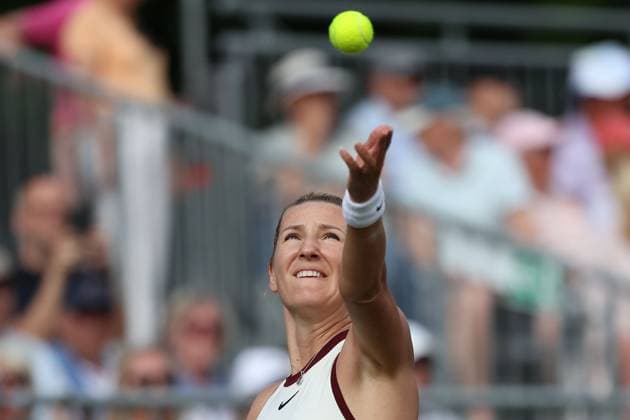 Bad Homburg on 23 06 2025 Tennis Womens Tournament WTA 500 Bad Homburg Open powered by Solarwatt 2025 Match Victoria Azarenka vs Laura Siegemund GER v l , Victoria Azarenka makes a serve Copyright: JoaquimxFerreira