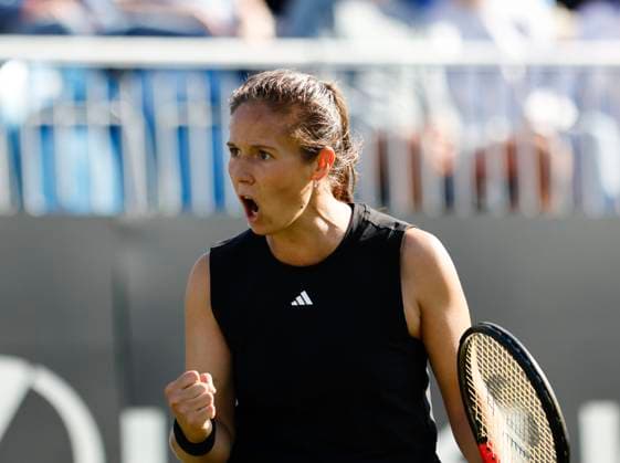 23rd June 2025; Devonshire Park, Eastbourne, East Sussex, England; Lexus International Eastbourne, Day 1; Daria Kasatkina (AUS) shows emotion in the match against Lulu Sun (NZL)  ActionPlus12804856 HongboxChen