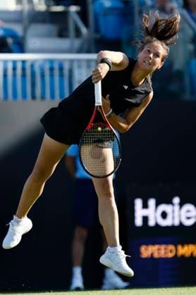 23rd June 2025; Devonshire Park, Eastbourne, East Sussex, England; Lexus International Eastbourne, Day 1; Daria Kasatkina (AUS) serves to Lulu Sun (NZL)  ActionPlus12804859 HongboxChen