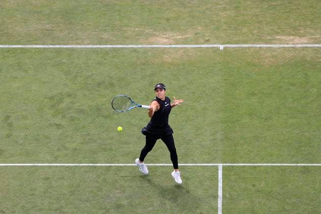 24th June 2025; Devonshire Park, Eastbourne, East Sussex, England; Lexus International Eastbourne, Day 2; Camila Osorio (COL) plays a forehand shot against Varvara Gracheva (FRA)  ActionPlus12805005 HongboxChen