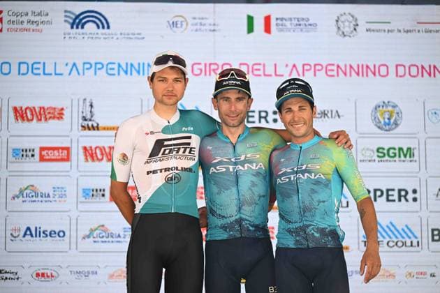 24-06-2025 Giro Dell Appennino; 2025, Xds - Astana; 2025, Petrolike; Ulissi, Diego; Ponomar, Andrii; Velasco, Simone; Genova; 