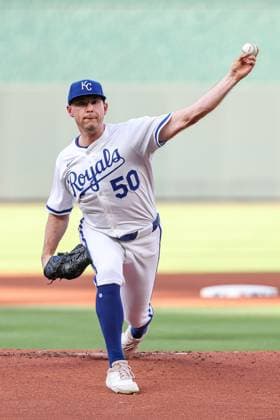 June 24, 2025: Kansas City Royals starting pitcher Kris Bubic (50) warms up before the first inning against the Tampa Bay Rays at Kauffman Stadium in Kansas City, MO. CSM Kansas City United States of America - ZUMAc04_ 20250624_zma_c04_009 Copyright: xDavidxSmithx