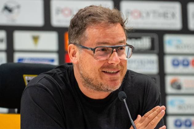 Benedetto Muzzicato Head Coach, Alemannia Aachen at the PK Coach presentation of Benedetto Muzzicato at TSV Alemannia Aachen, Football, 3 Liga, Season 2025 2026, 25 06 2025 Coach presentation of Benedetto Muzzicato at TSV Alemannia Aachen, Football, 3 Liga, Season 2025 2026, 25 06 2025 Aachen Copyright: xEibner-Pressefoto JustinxDerondex EP_JDU