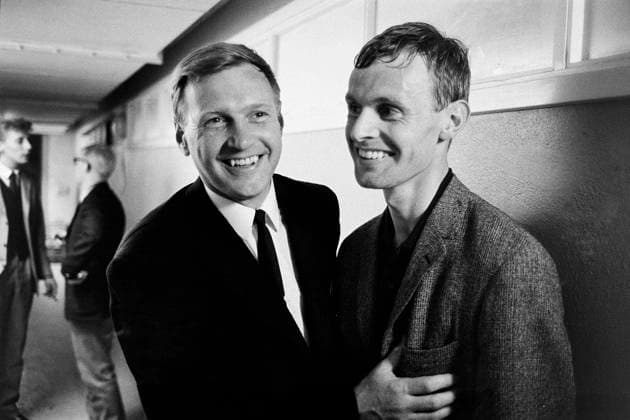 670601 Football, European Championship Qualification, Sweden Portugal Swedens captain Orvar Bergmark and marksman Ingvar Svensson after the match  Copyright: BILDBYRAN BB670601BB029