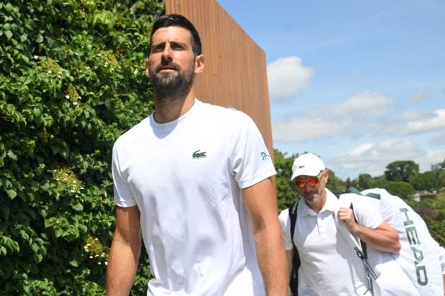 Wimbledon Tennis Championships - Practice Day LONDON, UNITED KINGDOM - JUNE 25: Serbian tennis player Novak Djokovic plays on the grass practice courts ahead of the Wimbledon tennis championships held at the All England, All England Lawn Tennis and Croquet Club in London, United Kingdom on June 25, 2025. Ray Tang Anadolu London United Kingdom. Editorial use only. Please get in touch for any other usage.  Copyright: x2025xAnadoluxRayxTangx
