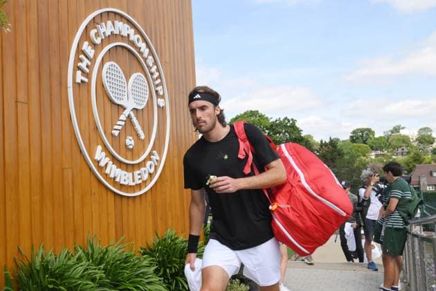 Wimbledon Tennis Championships - Practice Day LONDON, UNITED KINGDOM - JUNE 25: Greek tennis player Stefanos Tsitsipas practices on the grass courts ahead of the Wimbledon tennis championships held at the All England, All England Lawn Tennis and Croquet Club in London, United Kingdom on June 25, 2025. Ray Tang Anadolu London United Kingdom. Editorial use only. Please get in touch for any other usage.  Copyright: x2025xAnadoluxRayxTangx
