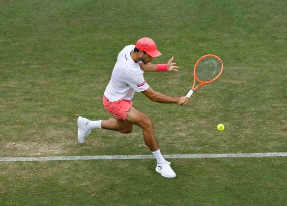 25th June 2025; Devonshire Park, Eastbourne, East Sussex, England; Lexus International Eastbourne, Day 3; Nuno Rorges (POR) plays a backhand shot against Jenson Brooksby (USA)  ActionPlus12805440 HongboxChen