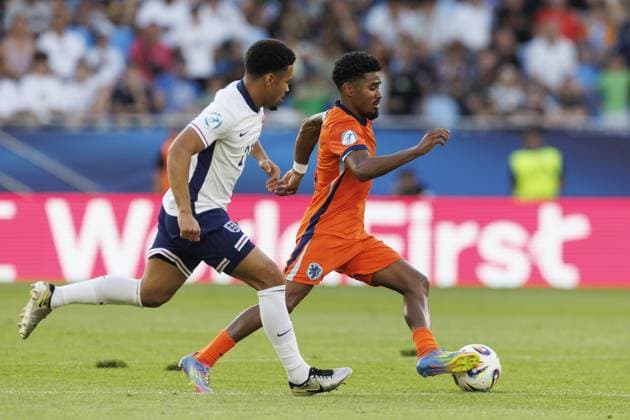 BRATISLAVA , 25-06-2025 , Football stadium Tehelne pole. Narodny football stadium , UEFA U21, U 21 Euro2025 , semi-finals , England U21 - Netherlands U21. Netherlands U21 player Ian Maatsen England U21 - Netherlands U21  x29893796x Copyright: