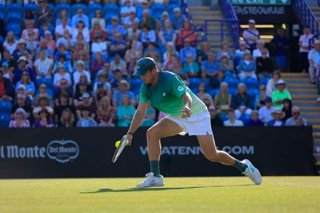 25th June 2025; Devonshire Park, Eastbourne, East Sussex, England; Lexus International Eastbourne, Day 3; Tommy Paul (USA) plays a backhand against Daniel Evans (GBR)  ActionPlus12805544 HongboxChen