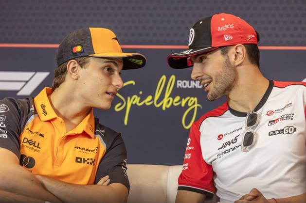 2025 Formula One Austrian Grand Prix Red Bull Ring, Spielberg, Austria. 26.June.2025; Oscar Piastri and Esteban Ocon attend press conference, PK, Pressekonferenz during Formula One Austrian Grand Prix Spielburg Red Bull Ring Austria Copyright: xJayxHiranox