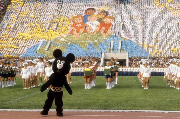 Moscow, USSR. The opening ceremony of the 1980 Summer Olympic Games, Olympische Spiele, Olympia, OS held at the Lenin Central Stadium in Moscow. Valery Zufarov TASS  2431220
