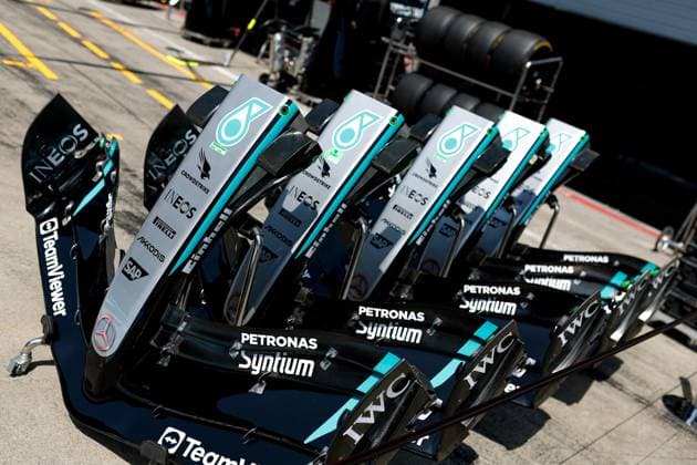Mercedes AMG F1 W16 E Performance front wings, F1 Grand Prix of Austria at Red Bull Ring on June 26, 2025 in Spielberg, Austria Photo by HOCH ZWEI Spielberg Austria