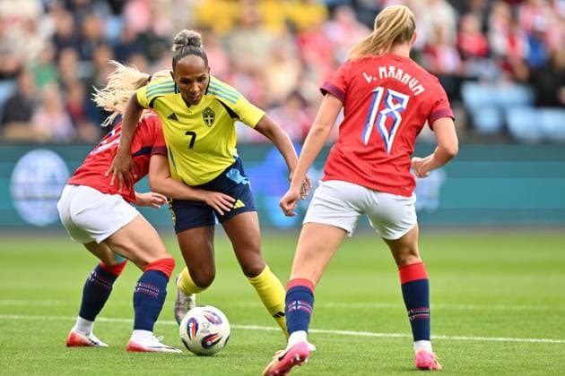 MALMÖ, SWEDEN 20250626 Swedens Madelen Janogy during the womens international soccer match between Norway and Sweden at Ulleval Stadium in Oslo MALMÖ SWEDEN x9200x  Copyright: xBjörnxLarssonxRosvall TTx LANDSKAMP NORGE-SVERIGE