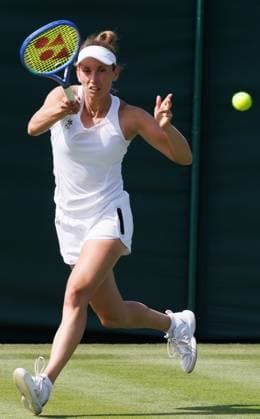 Belgian Elise Mertens pictured in action during the afternoon training session the 2025 Wimbledon grand slam tennis tournament at the All England Tennis Club, in south-west London, Britain, Thursday 26 June 2025. BENOITxDOPPAGNE  x127858366x