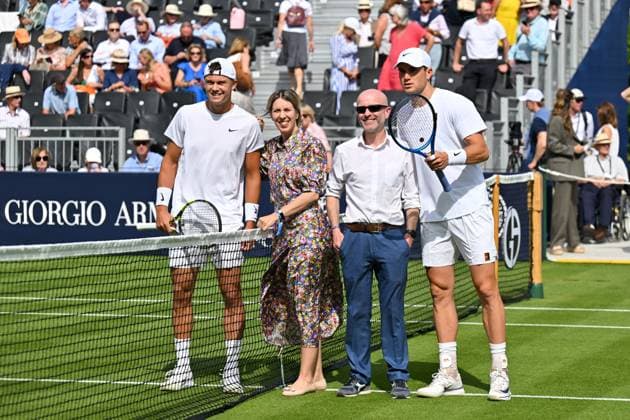 Jack Draper and Holger Rune pose before their single match at The Giorgio Armani Tennis Classic at the Hurlingham Club, London, UK on 26 June 2025. Copyright: xPhilxHutchinsonx 43550091