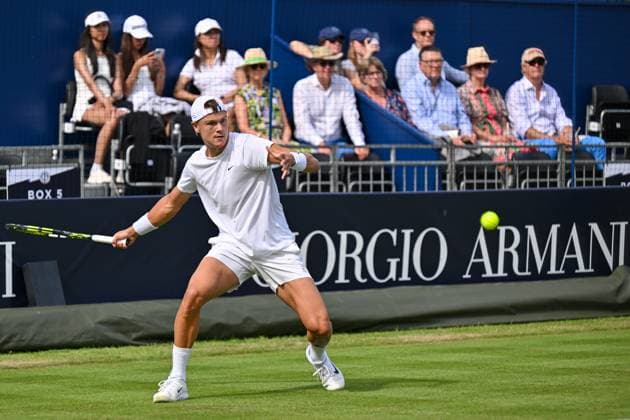 Holger Rune playing against Jack Draper during The Giorgio Armani Tennis Classic at the Hurlingham Club, London, UK on 26 June 2025. Copyright: xPhilxHutchinsonx 43550097