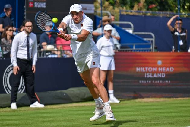 Jack Draper playing against Holger Rune during The Giorgio Armani Tennis Classic at the Hurlingham Club, London, UK on 26 June 2025. Copyright: xPhilxHutchinsonx 43550105