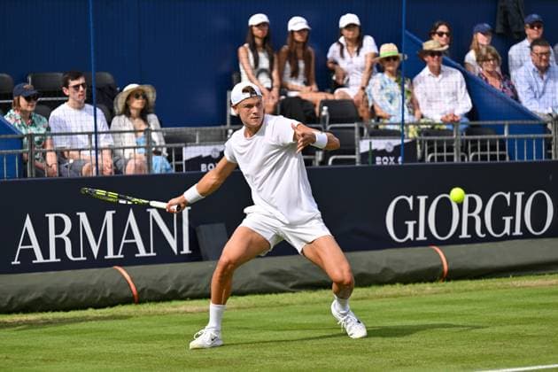 Holger Rune playing against Jack Draper during The Giorgio Armani Tennis Classic at the Hurlingham Club, London, UK on 26 June 2025. Copyright: xPhilxHutchinsonx 43550110
