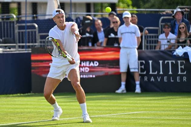 Holger Rune playing against Jack Draper during The Giorgio Armani Tennis Classic at the Hurlingham Club, London, UK on 26 June 2025. Copyright: xPhilxHutchinsonx 43550139