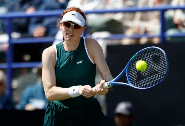 26th June 2025; Devonshire Park, Eastbourne, East Sussex, England; Lexus International Eastbourne, Day 4; Maya joint (AUS) plays a backhand shot against Anna Blinkova  ActionPlus12805730 HongboxChen