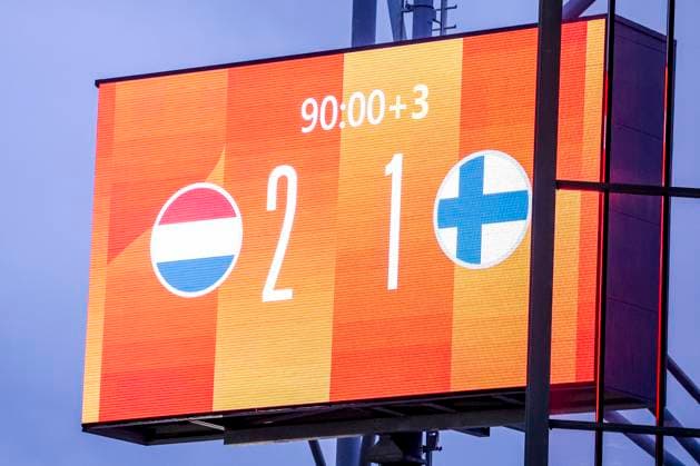 end result, score board 2-1 Netherlands v Finland, , Netherlands v Finland, Kooi Stadion, June 26, 2025, Leeuwarden, Netherlands.