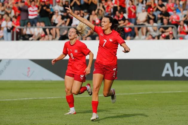 Women Switzerland Czech Republic Goal celebration Riola Xhemaili Switzerland 26 06 2025 Winterthur, SWITZERLAND, Soccer Women Friendly match Switzerland Czech Republic Goal celebration Riola Xhemaili Switzerland after the goal to 1 0