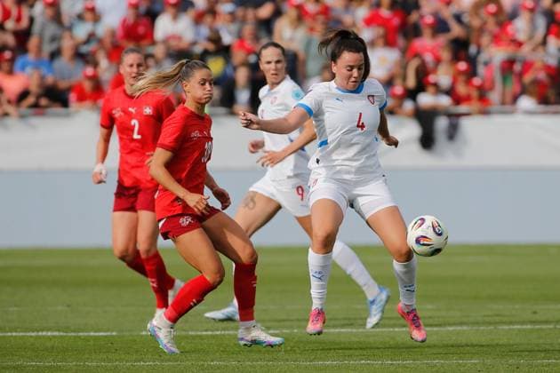 Women Switzerland Czech Republic Viola Calligaris vs Klara Cvrckova 26 06 2025 Winterthur, SWITZERLAND, Soccer Women Friendly match Switzerland Czech Republic Viola Calligaris li,Switzerland vs Klara Cvrckova Czech Republic