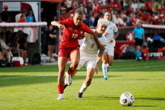 Women Switzerland Czech Republic Iman Beney vs Aneta Polaskova 26 06 2025 Winterthur, SWITZERLAND, Soccer Women Friendly Switzerland Czech Republic Iman Beney li,Switzerland vs Aneta Polaskova Czech Republic