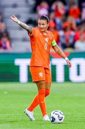 Sherida Spitse of the Netherlands gestures Netherlands v Finland, , Netherlands v Finland, Kooi Stadion, June 26, 2025, Leeuwarden, Netherlands.