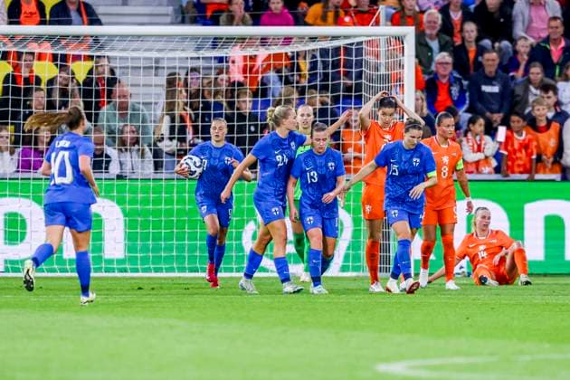 Oona Siren of Finland celebrates with teammates after scoring her teams first goal Netherlands v Finland, , Netherlands v Finland, Kooi Stadion, June 26, 2025, Leeuwarden, Netherlands.