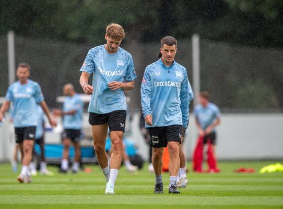 Soccer, Men, Season 2025 26, 2 Bundesliga, Hertha BSC, Training, f l Marton Dardai Hertha BSC , Diego Demme Hertha BSC , 27 06 2025, Copyright: xSebastianxRäppold MatthiasxKochx